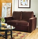 Contemporary Design Walnut Upholstery Loveseat