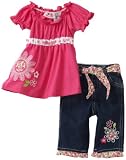 Young Hearts Baby-Girls Infant Knit Top With Denim Capri Pant Set
