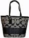 Women's Coach Purse Handbag Signature Stripe Tote Black/White 13548