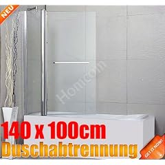 Echtglas 6 mm Duschabtrennung Badewanne Duschwand Faltwand Echtglas 1000�1400mm NEU