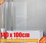 Echtglas 6 mm Duschabtrennung Badewanne Duschwand Faltwand Echtglas 1000�1400mm NEU
