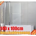 Echtglas 6 mm Duschabtrennung Badewanne Duschwand Faltwand Echtglas 1000�1400mm NEU