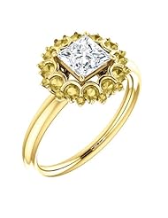 18K Yellow Gold Princess Cut White and Yellow Diamond Flower Inspired Ring -- LIFETIME WARRANTY