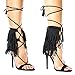 Open Toe Layered Fringe Corset Tassel Lace Up Stiletto Heels