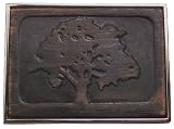 OAK TREE Died Leather Embossed Belt Buckle with Metal Backing