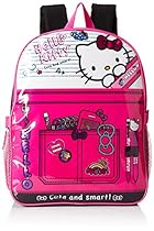 Hello Kitty Girls' Composition 15 inch Backpack with Lunch Kit, Pink/Black
