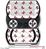 PSPgo Skin and Screen Protector Kit - Pastel Butterflies Red on White fits  ....