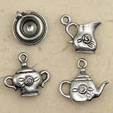 TEAPOTCUPSUGARCREAMERTEASETPewterCharms(4)