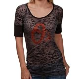 MLB Touch By Alyssa Milano Baltimore Orioles Ladies Black Super Fan Sublimated Sheer Burnout Premium T-shirt (Medium)