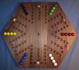 Wooden Marble Game Board - Aggravation - 20 Hexagon, Walnut - Oiled, 6-Player - 6-Hole