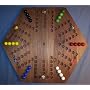 Wooden Marble Game Board - Aggravation - 20" Hexagon, Walnut - Oiled, 6-Player - 6-Hole