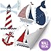 Nautical Decal Stickers Red White Blue Boy Wall Graphics Sailing Ocean Vinyl Mural Sticker Decals Childrens Nursery Baby Room Decor Boys Bedroom Walls Decorations Boat Whale Light House Childs Murals