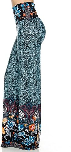 Women's high waisted palazzo pants (Large, Multi CL19)