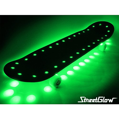 StreetGlow Green LED Skateboard (flame/skull) On Sale