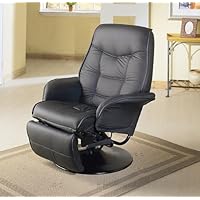 Beautiful Leatherette Cushion Swivel Recliner In Black