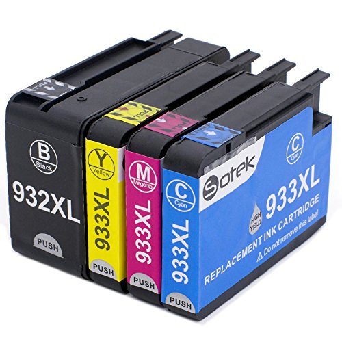Sotek 1Set High Capacity Replacement for HP 932XL HP 933XL ink Cartridge Compatible with HP Officejet 6600 6100 6700 7110 7610 7612 Printer