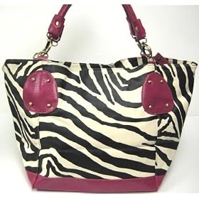 Click here to buy Large Black White Zebra Striped Handbag Fuchsia Trim by Coolstuff4U.