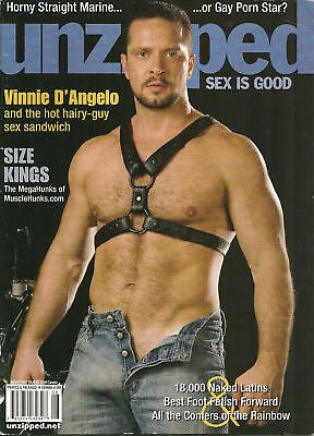 Vinnie D'Angelo l The Mega Hunks of Muscle Hunks l 18,000 Naked Latins l The Magazine of Gay Adult Entertainment - August, 2007 Unzipped