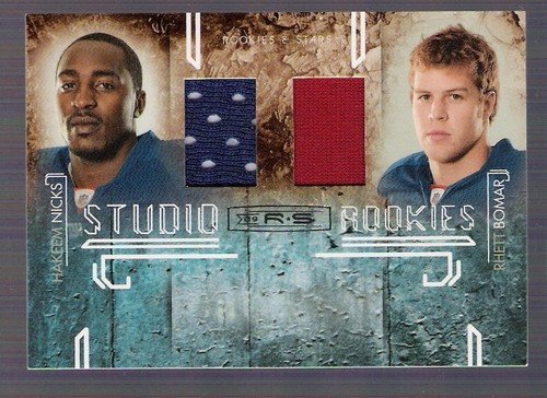 HAKEEM NICKS RHETT BOMAR 2009 Donruss Rookies & Stars Studio DUAL JERSEY ROOKIE Card RC #297 of only 299 Made! New York Giants Football