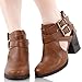 Room Of Fashion Ankle Bootie with Low Heel and Cut-Out Side Design Camel 9