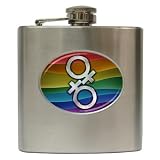 Hip Flask 6 oz. of Gay Pride Rainbow Diamond Female Symbols Flag (Gay, Lesbian, Bi, Bisexual, Transexual, Transgender)