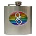 Hip Flask 6 oz. of Gay Pride Rainbow Diamond Female Symbols Flag (Gay, Lesbian, Bi, Bisexual, Transexual, Transgender)