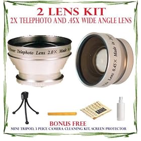 2x Telephoto Lens and .45x Wide Angle Lens W/macro (Close Up) for Canon Powershot S10, S100, S110, S20, S200 ,S230, S30, S300, S330, S40, S400, S410, S430 S45, S50, S500 Coach, S60, S70, S80, Sd10, Sd100, Sd1000, Sd110, Sd1100, Sd20, Sd200, Sd30, Sd300, Sd40, Sd400, Sd430, Sd450, Sd550, Sd600, Sd630, Sd700 Is, Sd750, Sd770 Is, Sd790, Sd800 Is, Sd850 Is, Dsd870 Is, Sd880is, Sd890, Sd900, Sd950 Is, Sd990 Is