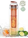 LIMITED TIME SALE!! 27oz Tritan Fruit Infuser Water Bottle, Orange