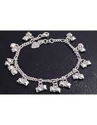 Sterling Silver Double Heart Cluster Charms Bracelet