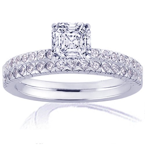 1.15 Ct Asscher Cut Diamond Wedding Rings Set SI1-G EGL
