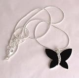 Image of Fashion pendant or necklace with black and diamante butterfly design