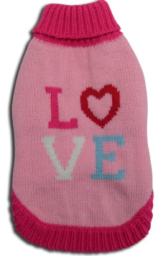 Dogs Kingdom DKLOVPULR40 Rollkragenpullover mit Motiv LOVE, Gr&ouml;&szlig;e 40 cm R&uuml;ckenl&auml;nge, rosa Preisvergleich