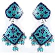 Valentine Gifts Enamelled Silver Earrings 2 inches