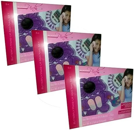 Runway Pink Butterfly Make-Up And Nail Set "Saving Bundle" Bulk Lot of 3