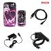 LG Xenon GR500 Combo Touch Purple Love Cover Protective Case Faceplate Cover + USB Data Charge Sync Cable + Rapid Car Charger + Home Wall Charger for LG Xenon GR500 + Free LiveMyLife Wristband