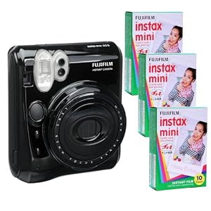 Fujifilm Instax Mini 50 Kit and 3 Fujifilm Instax Mini Film with 10 Exposures FU64-INM50KK30 (Black)