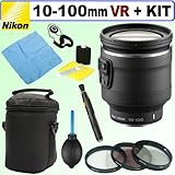 Nikon 1 NIKKOR 10-100mm f/4.5-5.6 VR PD-Zoom Lens (Black) + Deluxe Accessory Kit