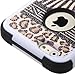 LuckyPhone Zebra Leopard Triple Layer Case Built in Stand for iPhone 6 Bundle with Screen Protector, Stylus - Black