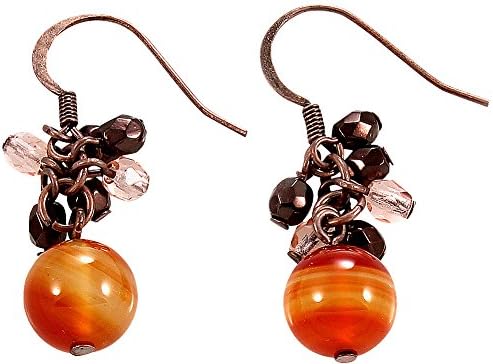 Alexa Starr Semi-precious Carnelian Earrings (Red Orange)