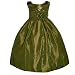 Girl Holiday Dress - Two Tone Dark Khaki and Olive Taffeta (Size 2 - 8) NEW