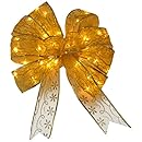 National Tree 9-Inch Gold Bow Tree Topper with Dual Color LED Lights (JMB-9GLD)