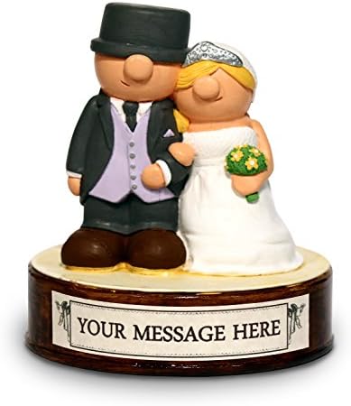 PERSONALIZED Wedding / Anniversary Gift - Bride and Groom with your own message and a choice of hair colour for the bride ! (Gift Boxed) - Kerr Characters (Blonde)