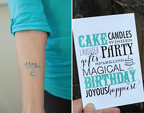 Birthday Cake Temporary Tattoo Greeting Card