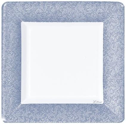 Square Paper Plates 7 Inch, Blue Motif, 24ct