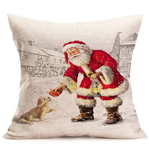 Pillow Cover,Haoricu Vintage Christmas Cartoon Smowman Penguin Sofa Bed Home Decoration Festival Pillow Case Cushion Cover (E5)