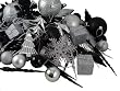 125-Piece Club Pack of Shatterproof Black & Silver Christmas Ornaments
