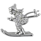 Silver Tone Winter Skiing Pin Brooch