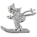 Silver Tone Winter Skiing Pin Brooch