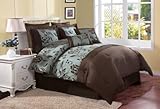 Victoria Classics Aurora 8-Piece Queen Comforter Set, Blue/Brown