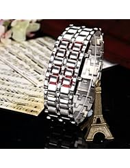 Youyoupifa Silver Dial Stainless Steel Red LED Digital Bracelet Watch£¨Unisex£©